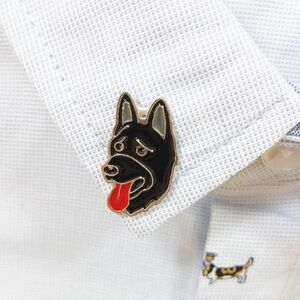 German Shepherd Dog Enamel Lapel Pin – Black & Red Tongue